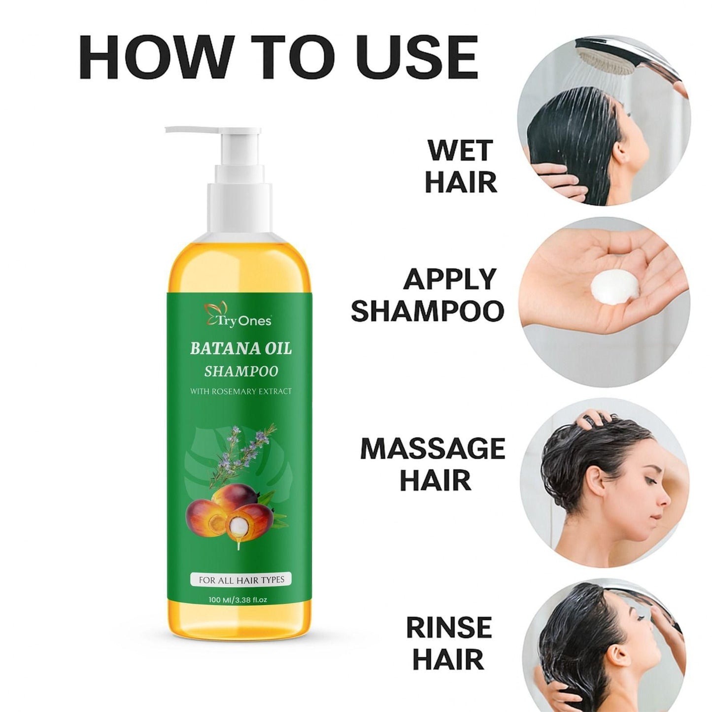 TryOnes BATANA OIL SHAMPOO with Rosemary Extract (Pack of 2)