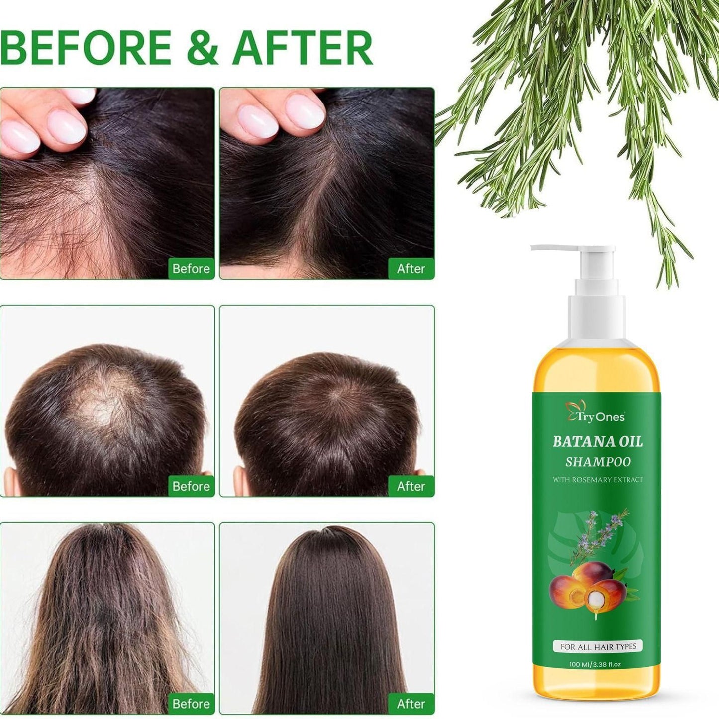 TryOnes BATANA OIL SHAMPOO with Rosemary Extract (Pack of 2)